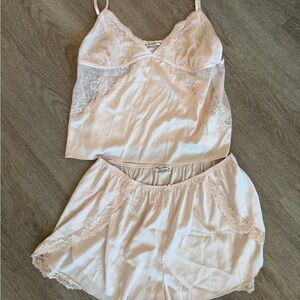 Abercrombie Lace Trim Satin Cami & Short Set - Light Pink